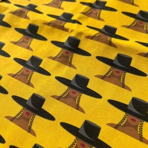 Yellow Novelty Hat Custom Printed Petal Signature Pattern Cotton Fabric Yardage